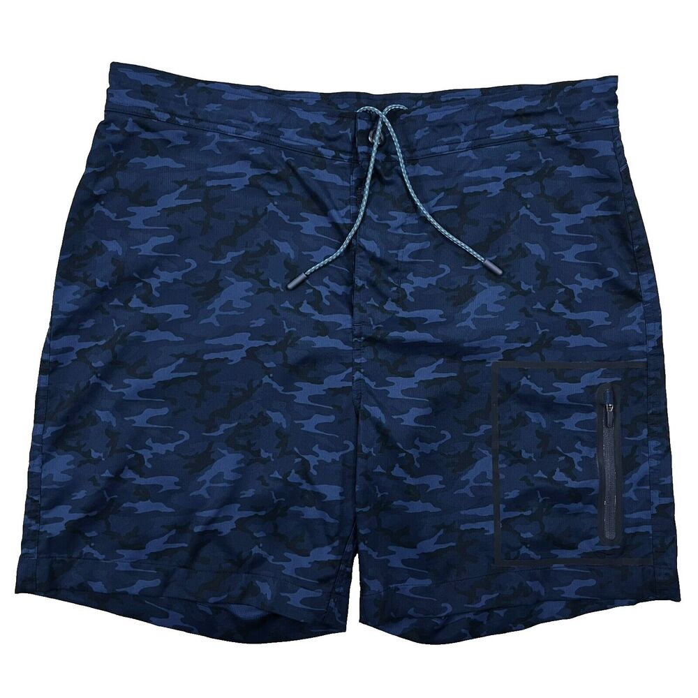 Mack Weldon Shorts Men’s Large 36 Blue Camo Hybrid Board Stretch Swimming Trunks